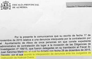 La Fiscalía denuncia al Ayuntamiento de Albox por “enchufismo”