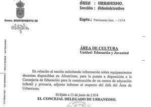 La Junta dispone desde hace dos años de terrenos para ampliar el CEIP de Almerimar y no la ha hecho