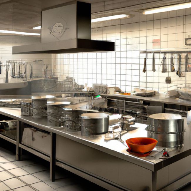 imagen realista del interior de una cocina industrial como la de un hospital o un restaurante