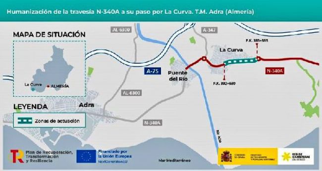 Nuevo bulevar y carril bici en La Curva de Adra