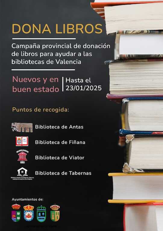 Donación de libros en Antas, Tabernas y Viator para bibliotecas de Valencia