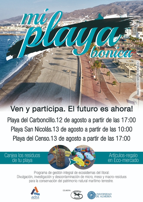 Regresa a Adra la campaña de educación ambiental ‘Mi playa bonica’ el 12 y 13 de agosto