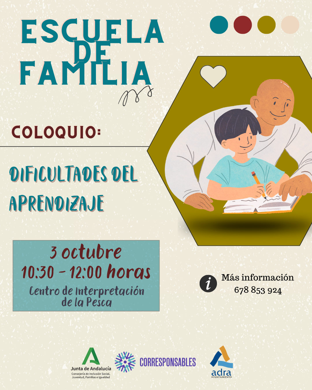 La Escuela de Familia de Adra celebra el jueves el coloquio ‘Dificultades del aprendizaje’