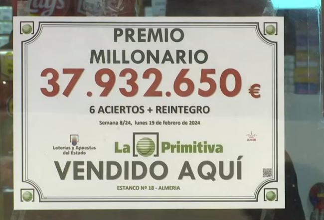 Un almeriense se lleva más de 37 millones de euros en La Primitiva