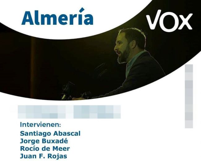 Vox monta un mitin con Abascal en Almería capital pero oculta a su candidato