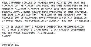 Bombarderos de EEUU siguieron cruzando por Almería tras el incidente de Palomares