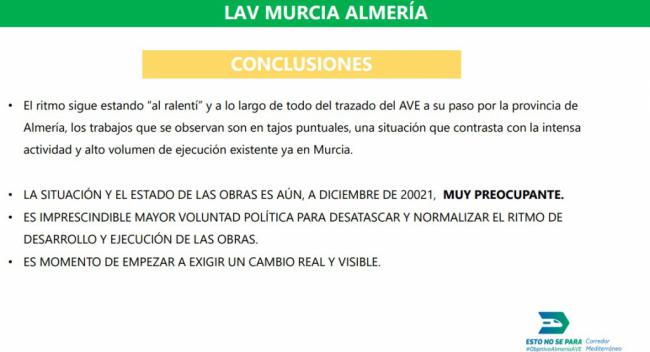 'Preocupante' la situación de las obras del AVE en Almería