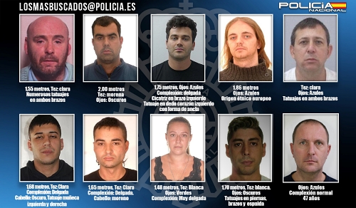 Los 10 más buscados por la Policía Nacional