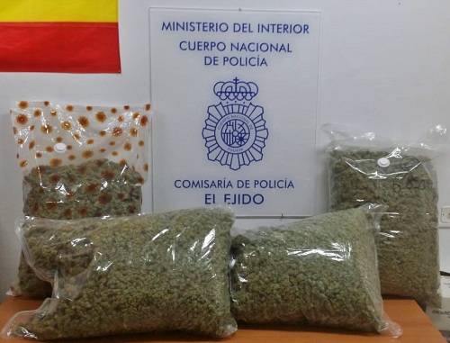 Detenidos en El Ejido con 29 kilos de cogollos de marihuana envasados al vacío