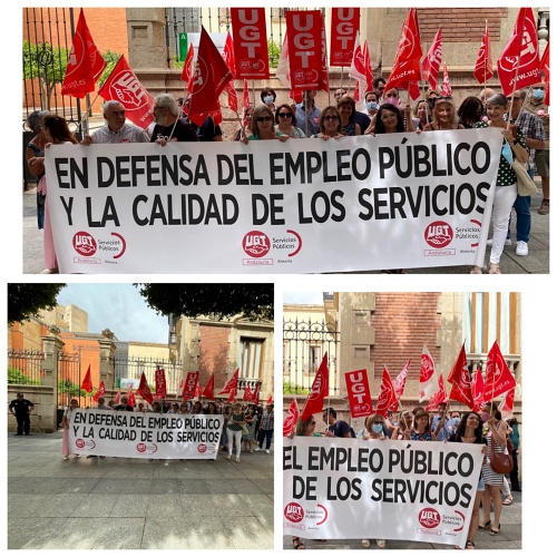 UGT se manifiesta a las puertas de la Junta en plena campaña electoral