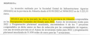 A 2 meses de acabar 2022 SEISA aún no ha iniciado sus obras en Almería