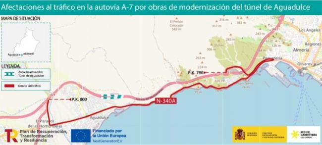 Afectaciones al tráfico en la autovía A-7 por obras