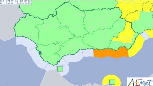 Previsto el jueves aviso naranja por fenómenos costeros en Almería