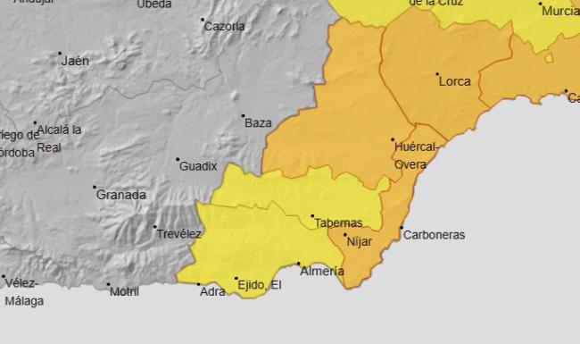 Lluvias y tormentas ponen en alerta naranja al Levante almeriense