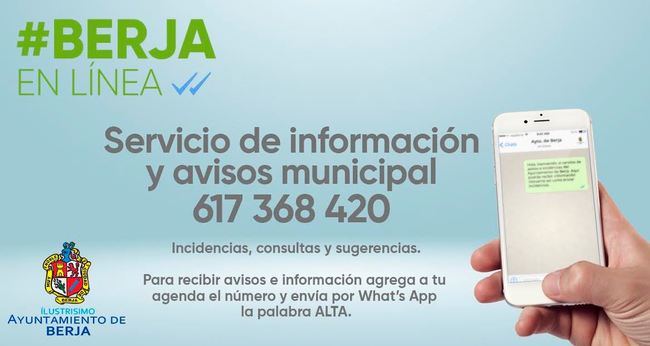 El Ayuntamiento de Berja en tu Whatsapp