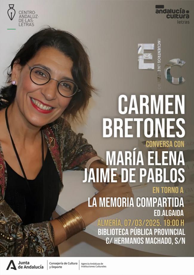 Carmen Bretones acerca su 'La memoria compartida' a los clubes de lectura de Almería en un encuentro literario