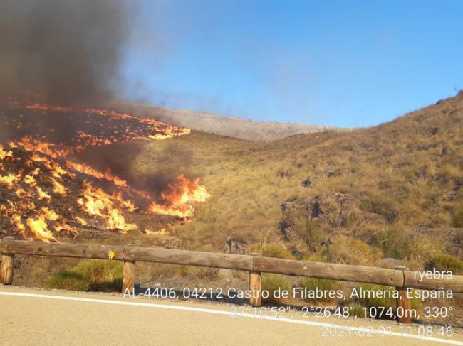 El fuego arrasa con 300 hectáreas de Castro de los Filabres