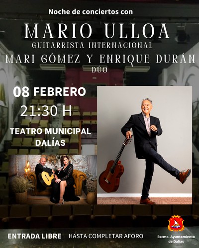 Concierto de Mario Ulloa y artistas locales en Dalías el 8 de febrero