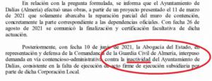 El PP de Dalías pone un "contador de días" sobre el cierte del cuartel de la Guardia Civil