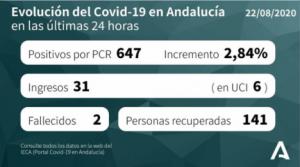 Detectados 164 contagios nuevos en Almería que sigue siendo la que más hospitalizados tiene