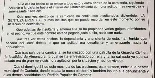 Vuelven a denunciar al violento marido de la alcaldesa de Cantoria