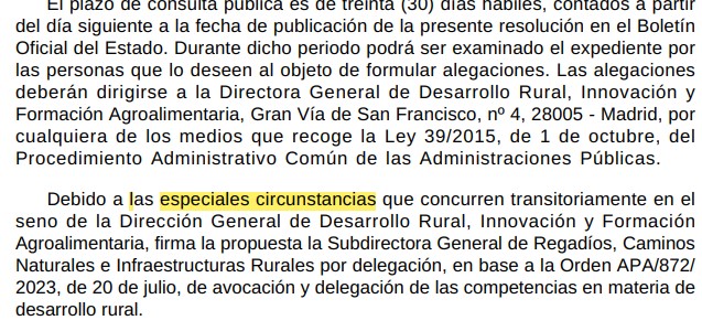 La subdirectora de Desarrollo Rural firma una resolución sin explicar la ausencia de la directora