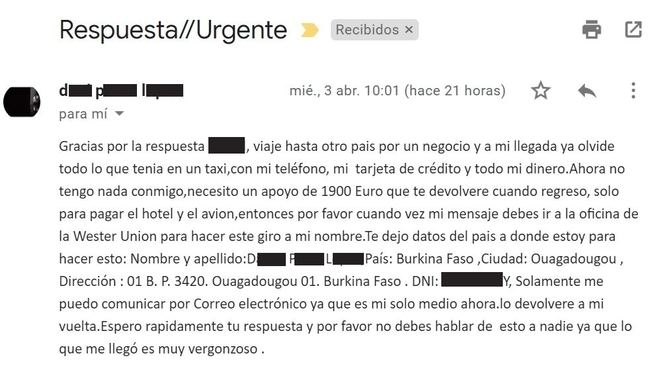 Usurpan la personalidad de un profesional almeriense para una estafa tipo 'fishing'