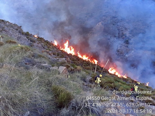 Declarado un incendio forestal en el paraje La Alcubilla de Gérgal