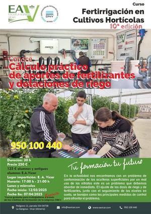 La Escuela Agraria de Vícar lanza su décimo curso de fertirrigación