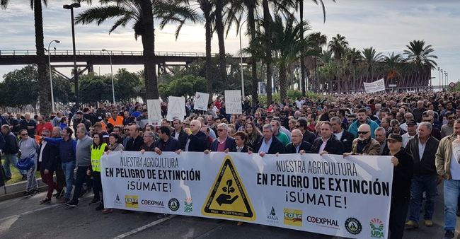 Miles de almerienses secundan la manifestación por el futuro de la agricultura intensiva