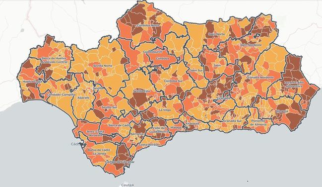 Tasa de incidencia covid-19 municipio a municipio en Almería