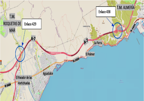 Aprobación provisional del proyecto de tercer carril entre Roquetas de Mar y Almería