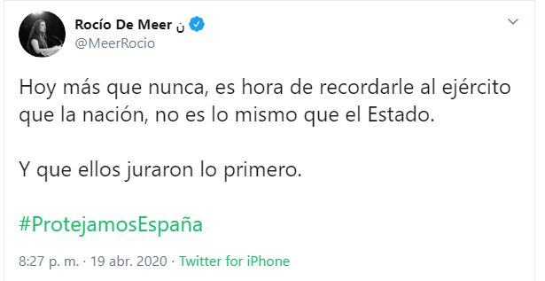 Diputada de Vox anima al Ejército a dar un golpe de Estado