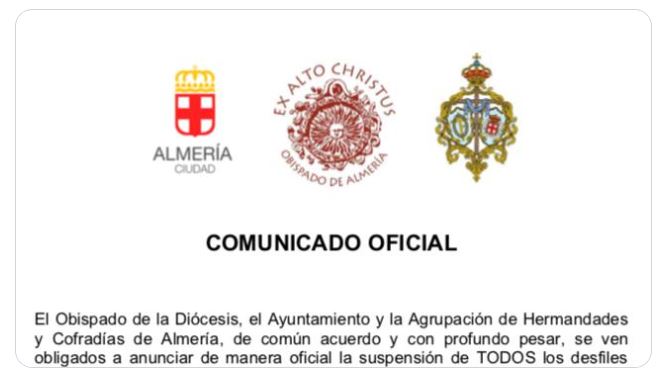 Suspendida la Semana Santa en Almería