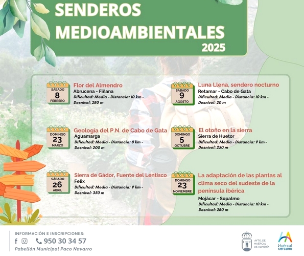 Huércal de Almería lanza su programa de Senderos Medioambientales para 2025