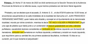 Confirman la sentencia al agresor del exalcalde de Garrucha en Almería en 2018