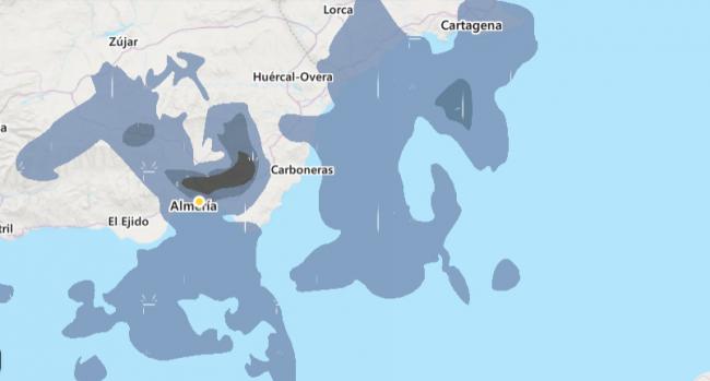 Lluvia intensa en Almería por la entrada de una DANA