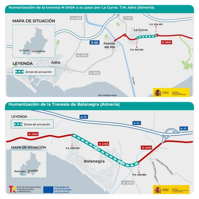 Aprobados los trazados de las travesías de la N340 en Adra y Balanegra